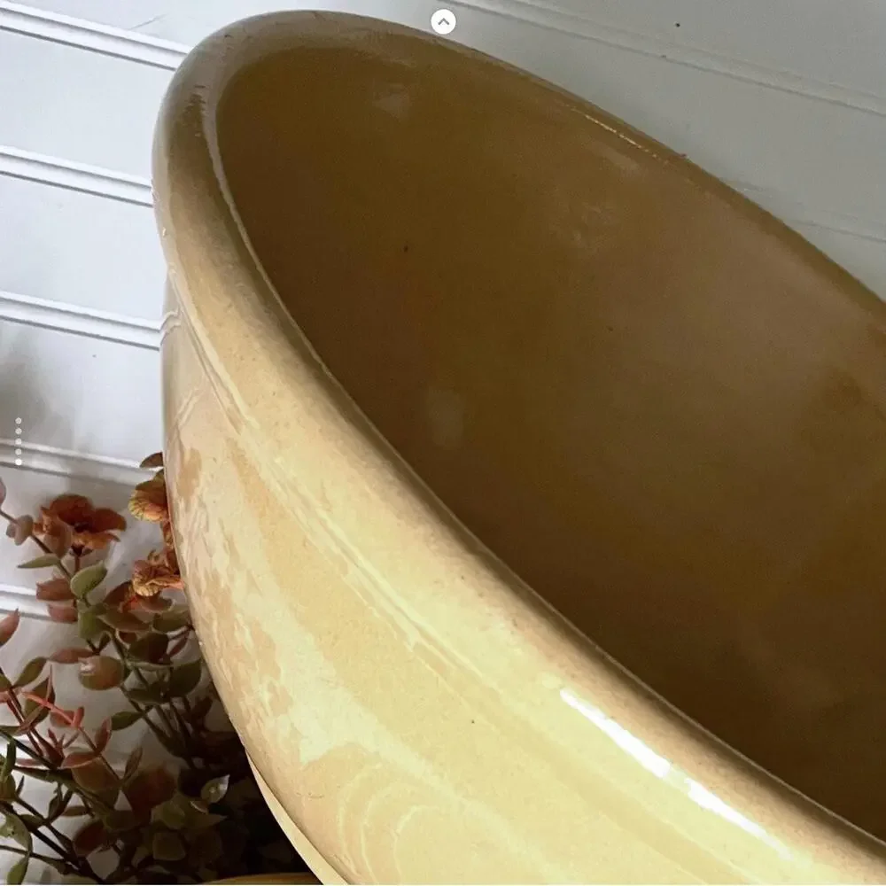 Vintage Mixing Bowl Extra Large Yellow Ware Stoneware Farmhouse